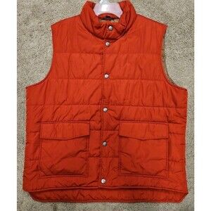 Mens Puffer VEST Jacket Lands End XL Red Quilted Fish Hunt Warm Underlayer